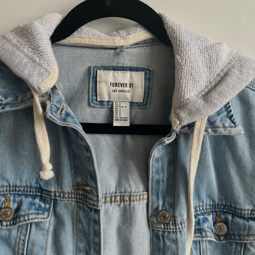 Forever 21 Denim Jacket with a removable hood in a size small